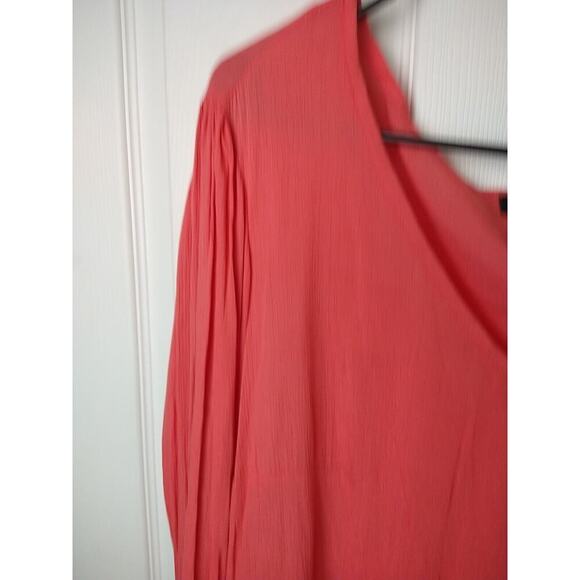 Justify Pink V Tassel Long Sleeve Semi Sheer Blouse. Size 1X - Picture 3 of 11